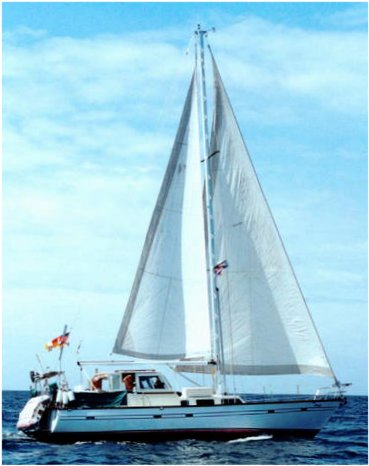 Maple leaf 48 sailboat under sail