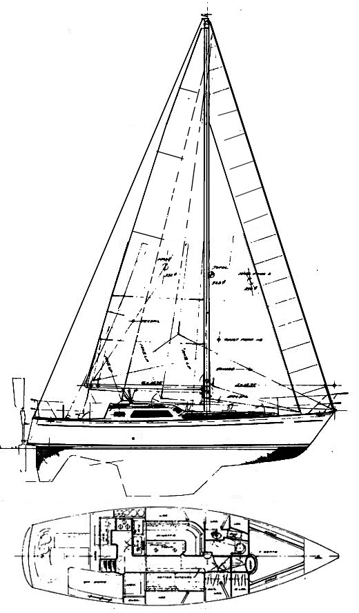Mariner 39 perry sailboat under sail