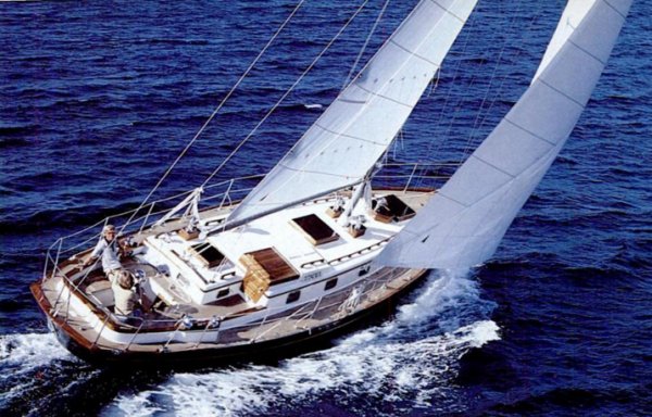 Mason 43 sailboat under sail