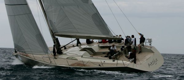 Maxi dolphin 65 sailboat under sail