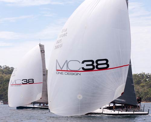 Mc38 one design sailboat under sail