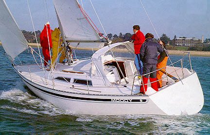 Moody 31 mki sailboat under sail