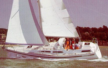 Moody 34 sailboat under sail