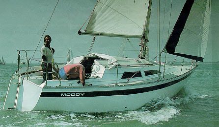 Moody 27 sailboat under sail