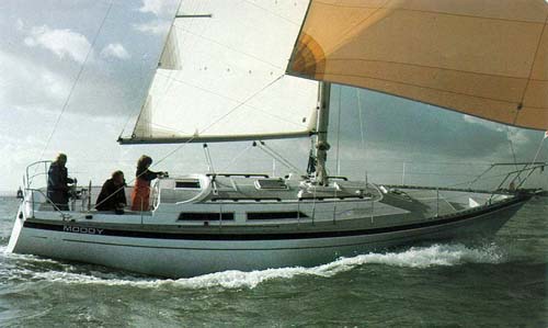 Moody 36s sailboat under sail