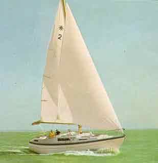 Moody 39 sailboat under sail