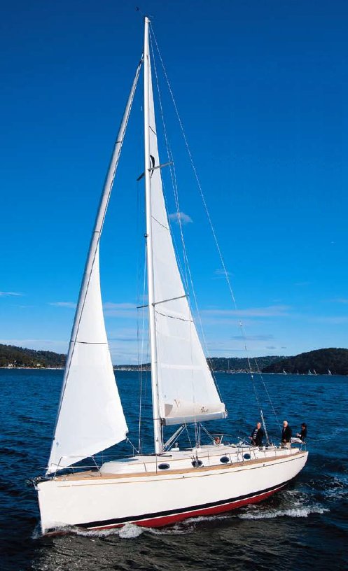Moody 41 classic sailboat under sail