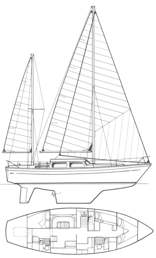 Moody 42 sailboat under sail