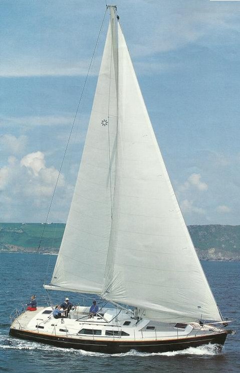 Moody 46 sailboat under sail