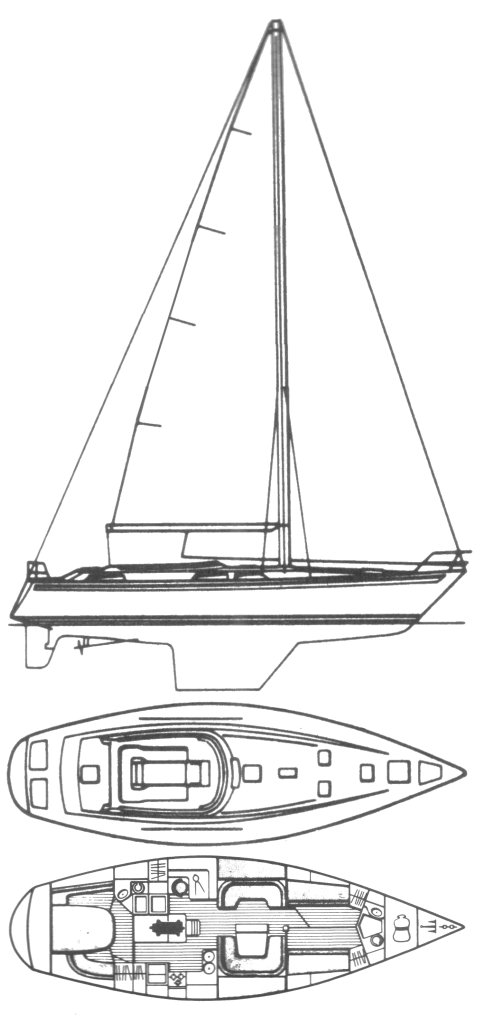 Moody 47 sailboat under sail