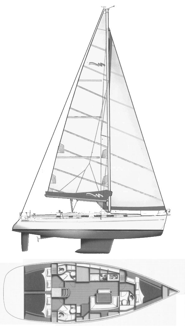 Moorings 433 sailboat under sail