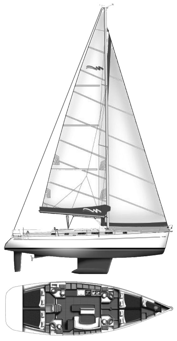 Moorings 515 sailboat under sail