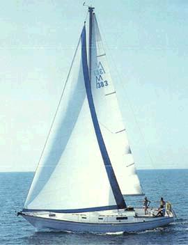 Morgan 383384 sailboat under sail