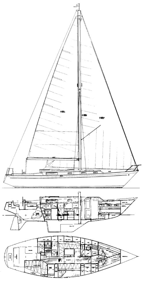 Morgan 382 sailboat under sail