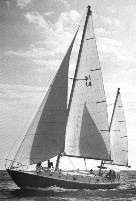 Morgan 40 cruising ketch sailboat under sail