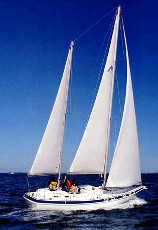 Morgan out island 416 sailboat under sail