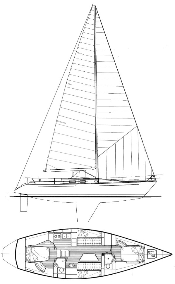 Morgan 45 4 sailboat under sail