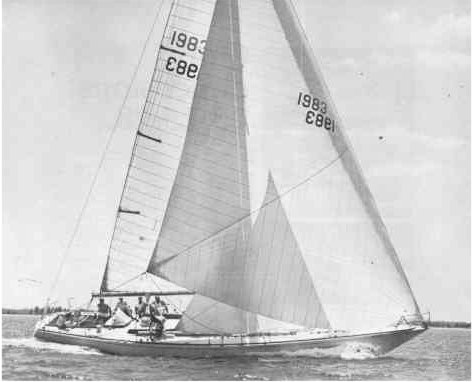 Morgan 54 marauder sailboat under sail