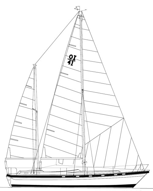 Morgan out island 415 ketch sailboat under sail