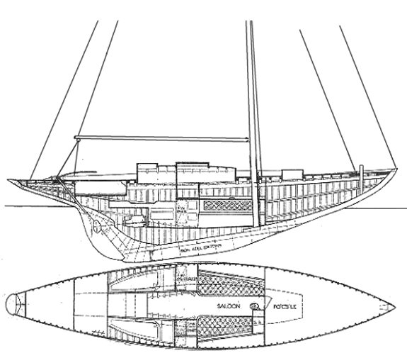 Mystery class clark sailboat under sail