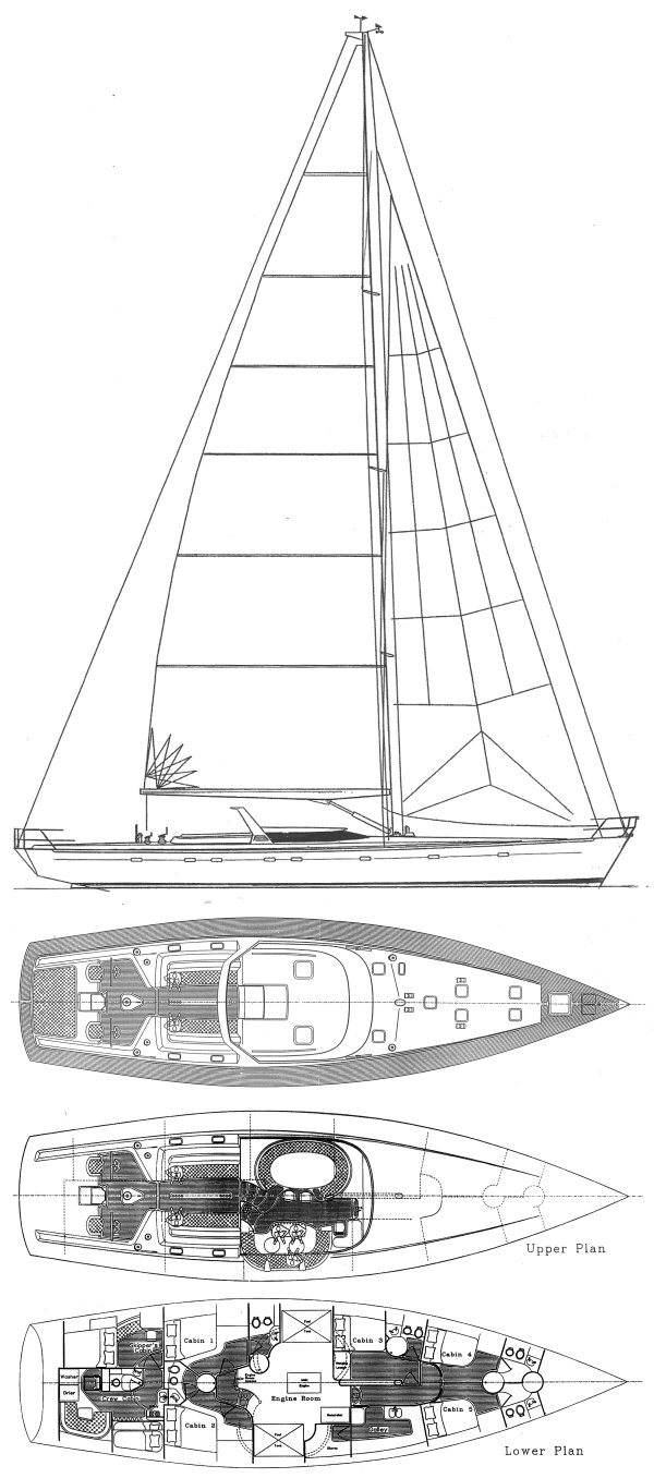 Mystic 76 sailboat under sail