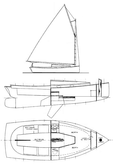 Mystic catboat 20 sailboat under sail