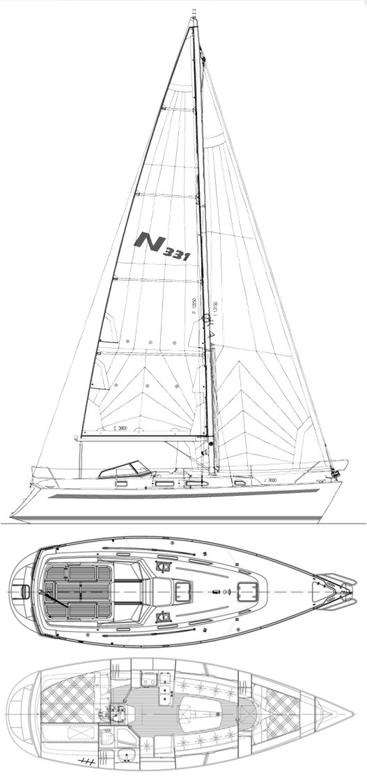 Najad 331332 sailboat under sail