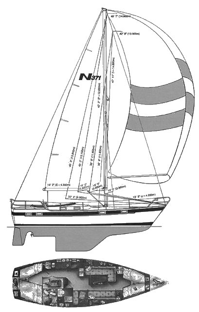 Najad 371 sailboat under sail