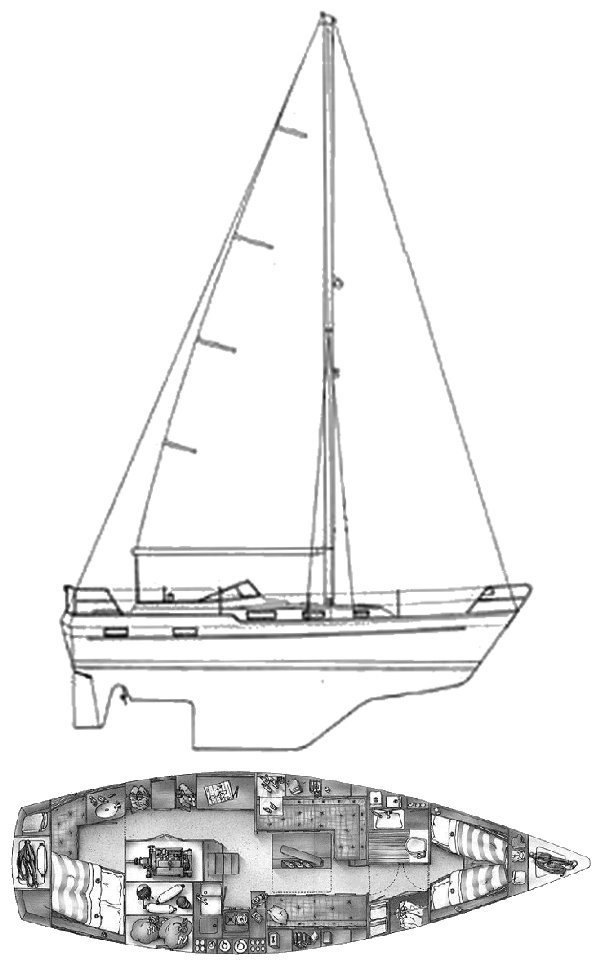Najad 37 sailboat under sail