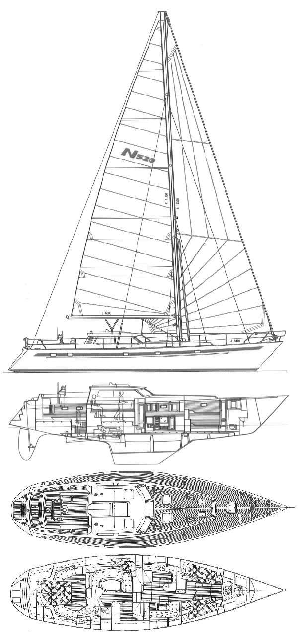 Najad 520 ds sailboat under sail