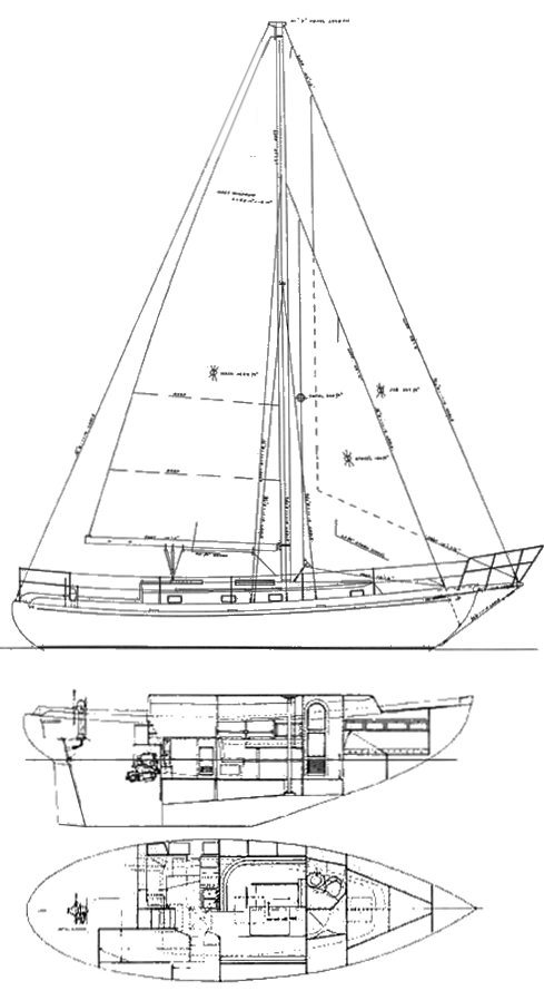 Nassau 34 sailboat under sail