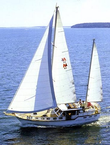 Nauticat 44 sailboat under sail