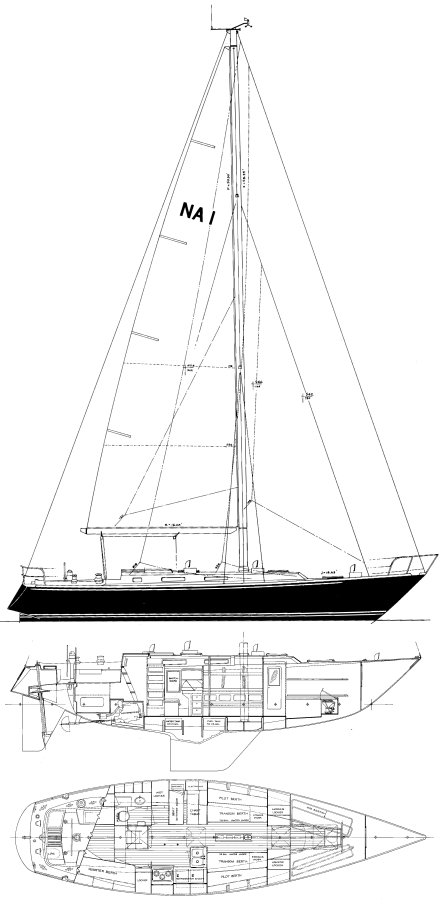 Navy 44 mr sailboat under sail
