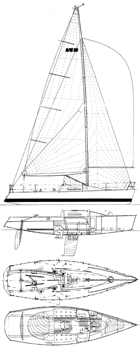 Nelson marek 36 sailboat under sail