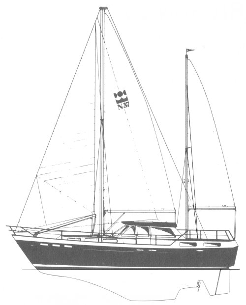 Nelson 37 sailboat under sail