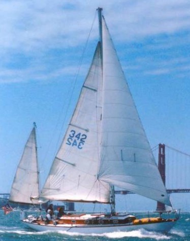Nevins 40 sailboat under sail