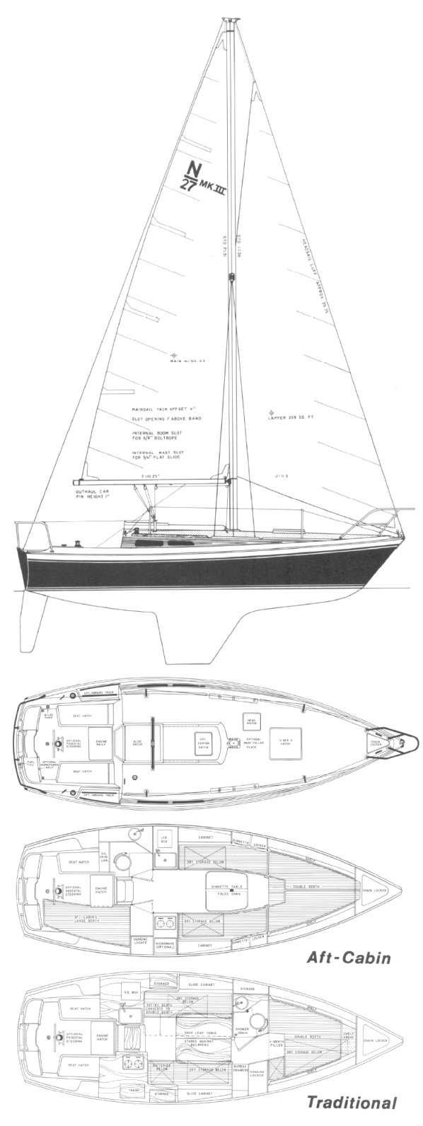 Newport 27 3 sailboat under sail
