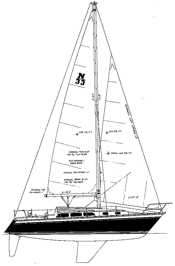 Newport 33 sailboat under sail