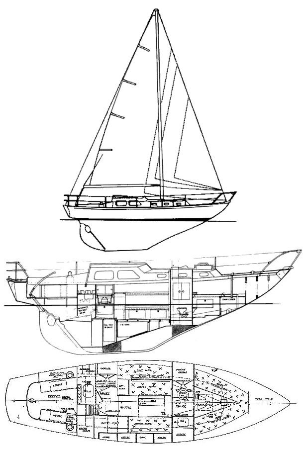 Nicholson 32 sailboat under sail