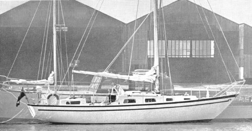 Nicholson 38 sailboat under sail