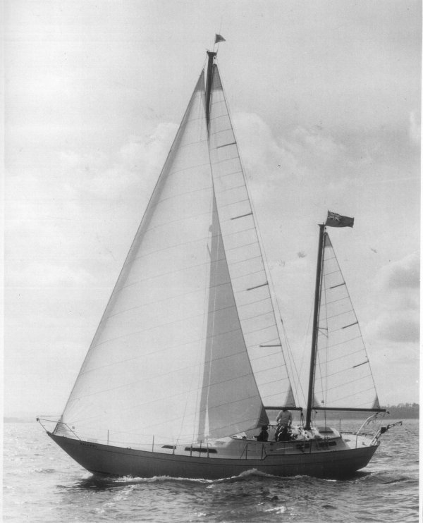 Nicholson 42 sailboat under sail