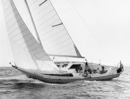 Nicholson 43 sailboat under sail