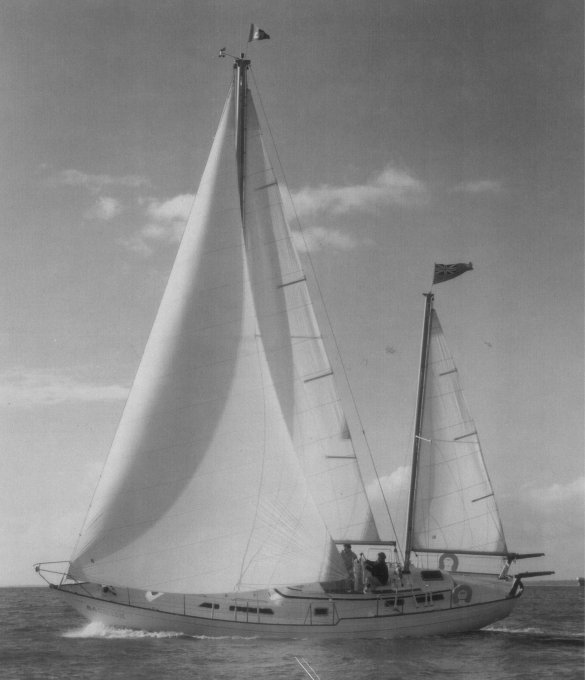 Nicholson 44 sailboat under sail