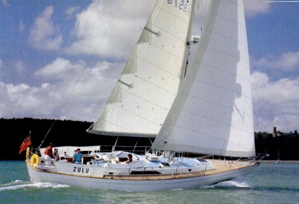 Nicholson 476 sailboat under sail