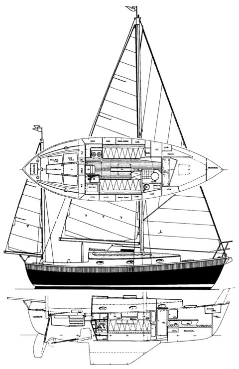 Nimble 30 sailboat under sail
