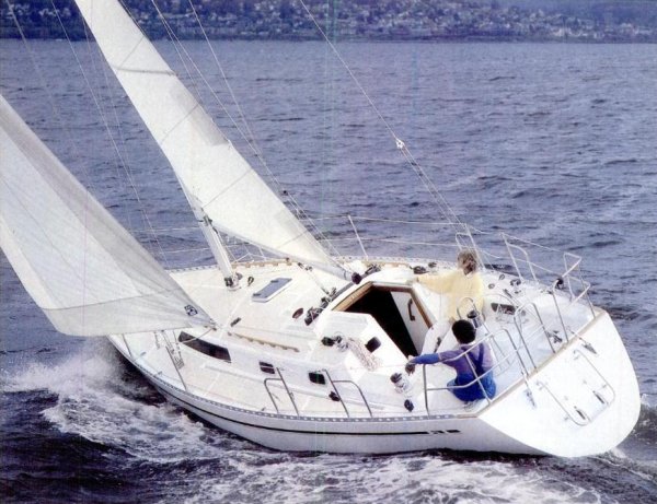 Nordic 34 sailboat under sail