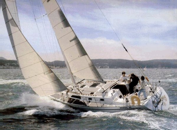 Nordic 44 sailboat under sail