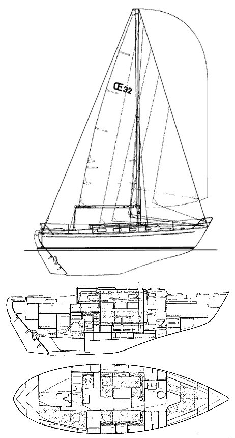 Oe 32 sailboat under sail