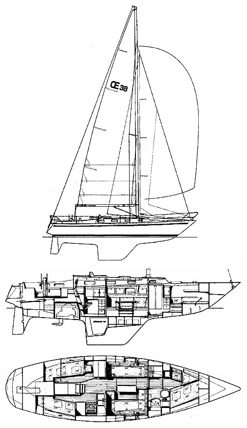 Oe 38 sailboat under sail