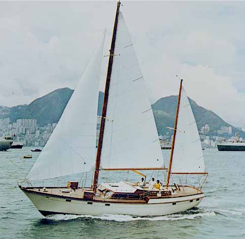 Offshore 53 ms cheoy lee sailboat under sail
